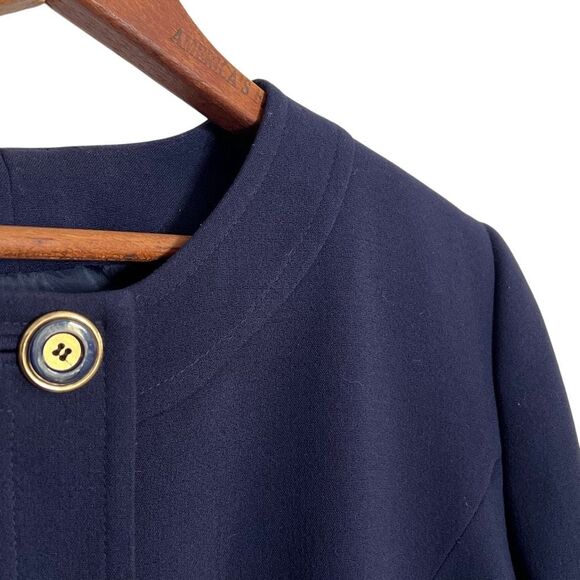 Jones New York Collarless Button Front Lined Blazer Jacket Navy Blue Size 14W - Picture 5 of 9
